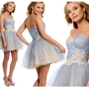 Camille La Vie Blue Tulle Embellished Fairycore Cocktail Mini Dress 12